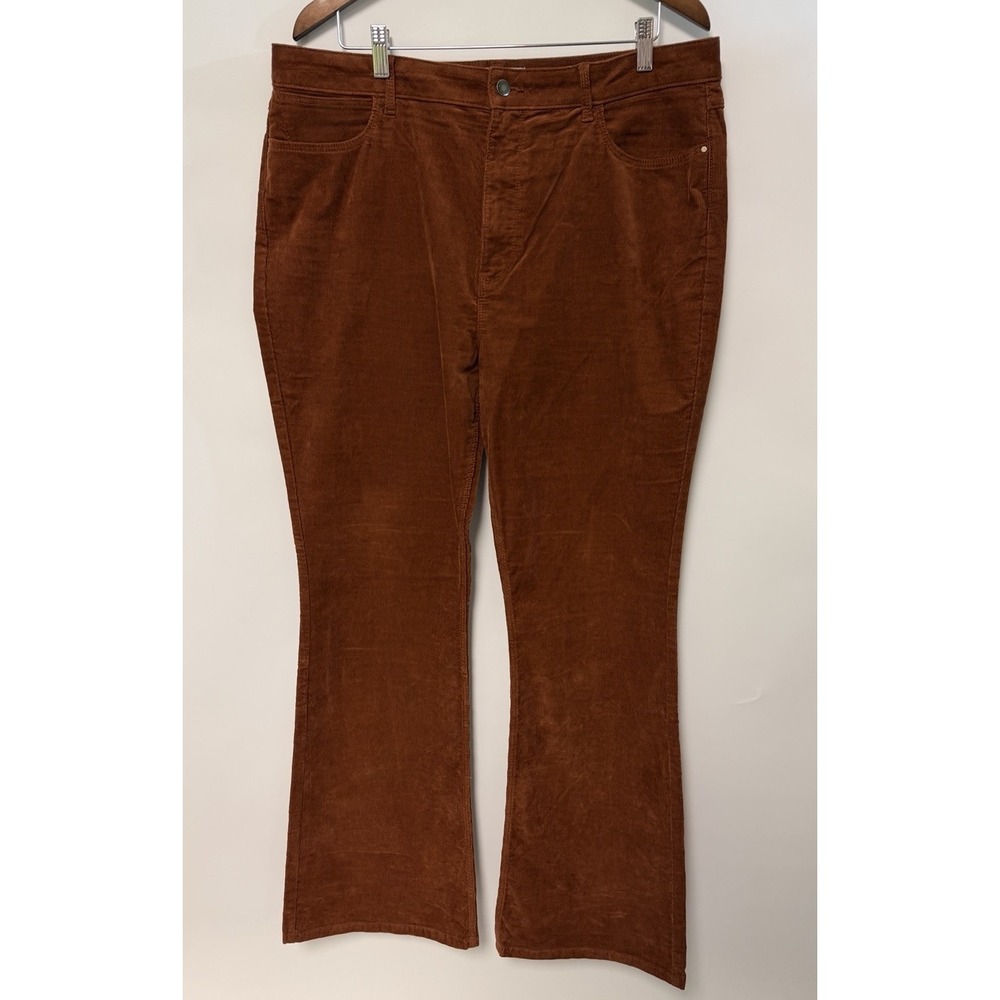 Wrangler High Rise Fierce Flare Jeans Rust Brown Corduroy 38x34 18 Tall Cowgirl